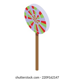 Christmas candy lollipop icon. Isometric of Christmas candy lollipop vector icon for web design isolated on white background