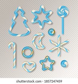 Christmas Candy Lollipops. Set of realistic candy cane decorative elements