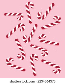 Christmas candy pattern and pink background