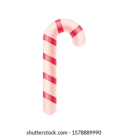 Christmas candy from Santa. Sweet treat as a gift and for decoration of any design. Volumetric illustration of the object. Vector.