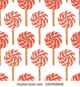 Christmas candy seamless pattern and flat vector