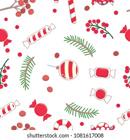 Christmas candy seamless pattern vector background.
