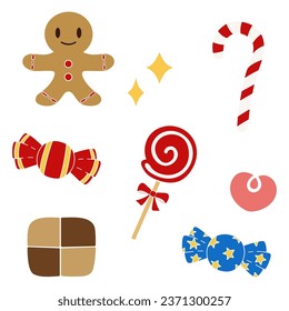 Christmas candy set, cookies, candies, vector material.