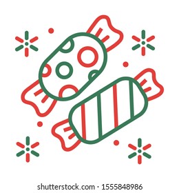 Christmas candy. Simple design. Line vector. Isolate on white background.