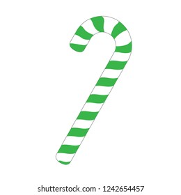 Christmas candy, christmas stick, christmas cane green candy. Candy cane isolated on white background.