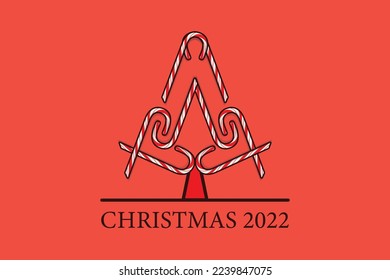 Ilustración vectorial de Candy Sticks de Navidad. concepto de icono de objetos navideños. Feliz diseño del logo de Navidad 2022. Diseño vectorial de fondo de celebración navideña.	