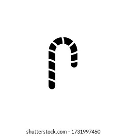 Christmas candy sticks vector icon in black solid flat design icon isolated on white background
