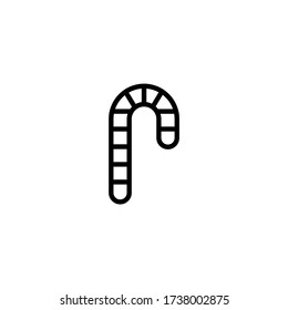 Christmas candy sticks vector icon in linear, outline icon isolated on white background