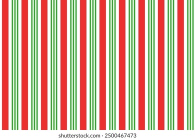 Christmas candy stripe seamless pattern. Red and green candy cane background. Christmas present pattern. Holiday lines backdrop. Xmas gift wrapping print. Vector Illustration on white background.