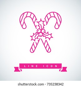 christmas candy sweet line vector icon 