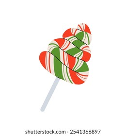 Christmas candy, sweets, lollipops, candy cane set. Peppermint candies red and white collection. Assorted striped and swirl caramel.