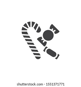 Christmas candy vector icon. filled flat sign for mobile concept and web design. Candy cane glyph icon. Symbol, logo illustration. Vector graphics