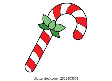 Christmas candy vector line art, clipart illustration with isolated on white background