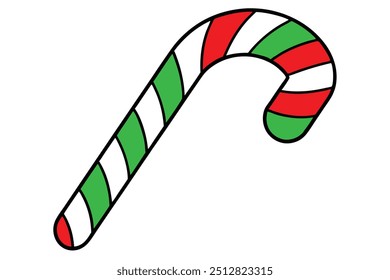 Christmas candy vector line art, clipart illustration with isolated on white background