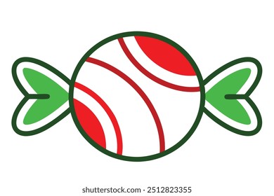 Christmas candy vector line art, clipart illustration with isolated on white background