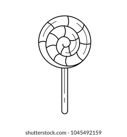 Christmas candy vector line icon isolated on white background. Striped lollipop candy on stick for children line icon for infographic, website or app. Christmas dessert concept.