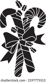 Esténcil vectorial de Navidad, negro y blanco