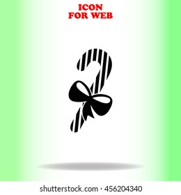 Christmas candy web icon. Black illustration on white background
