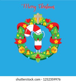 Christmas candy with wreath, Flat Design Style Eps 10. 9
