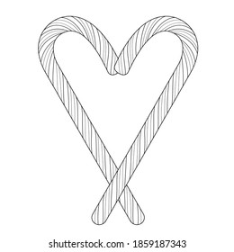 Christmas candy.Candy cane.Coloring book antistress for children and adults.Zen-tangle style.Black and white drawing