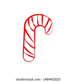 Christmas cane, christmas candy, christmas stick, red candy. Icon with red lines with different wide