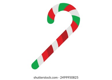 Clipart de bastón de Navidades - rojo, verde y blanco a rayas ilustración sobre fondo blanco