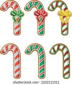 Christmas cane gingerbread cookies collection illustration