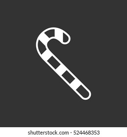 Christmas cane icon isolated on black background. Christmas cane vector logo. Flat design style. Modern vector pictogram for web graphics - stock vector