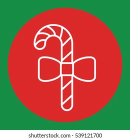 christmas cane sweet candy mint sugar xmas traditional lollipop line white icon in red circle