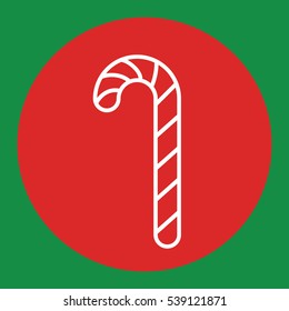 christmas cane sweet candy mint sugar xmas traditional lollipop line white icon in red circle