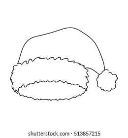 Christmas cap icon in outline style isolated on white background. Hats symbol stock vector illustration.