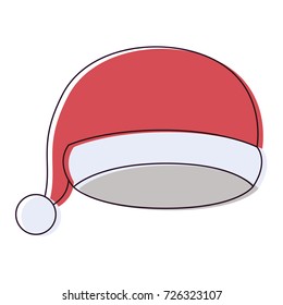 christmas cap santa claus watercolor silhouette on white background vector illustration