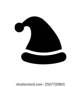 Christmas cap silhouette vector illustration on white background.