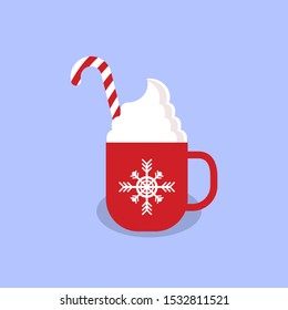 Christmas cappuccino red cup with candy illustration