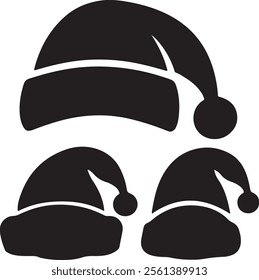 Christmas Caps Silhouette,features simple, festive outlines of Santa hats, perfect for holiday decorations and designs.