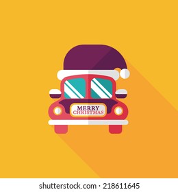 Christmas car flat icon with long shadow eps10