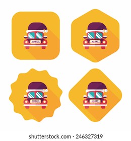 Christmas car flat icon with long shadow eps10
