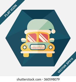 Christmas car flat icon with long shadow eps10