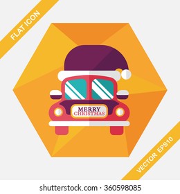 Christmas car flat icon with long shadow eps10