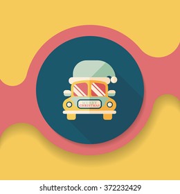 Christmas car flat icon with long shadow eps10