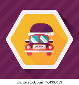 Christmas car flat icon with long shadow eps10