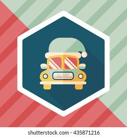 Christmas car flat icon with long shadow eps10