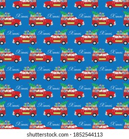 Christmas car pattern for seamless pattern and christmas gift wrap