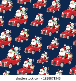 Christmas car and santa squad pattern for christmas gift wrap