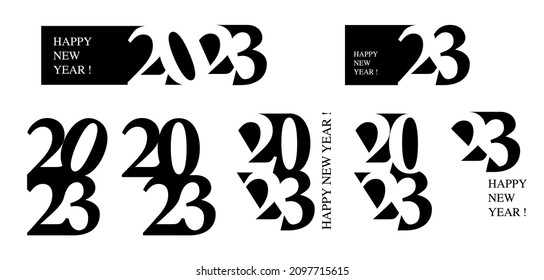 Christmas card 2023 in typographical design. Merry Christmas and Happy New Year.