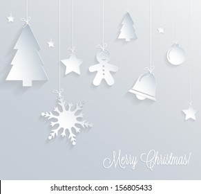 Christmas card. 3d paper design. Vector eps10.