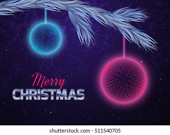 Christmas card with abstract ornaments.Vector illustration in the style of the eighties
