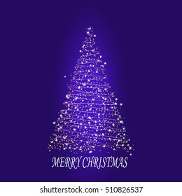 Christmas card. Abstract shiny christmas tree. Vector illustration.