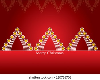 Christmas Card with abstract Christmas tree red background
