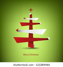 Christmas card with abstract tree in red white design